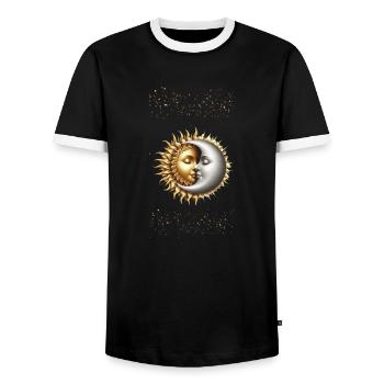 Sun Moon Love - Men's Ringer Shirt - black/white - Front - AI Model Female 172 light (172cm) & AI Model Male 178 light (178cm)