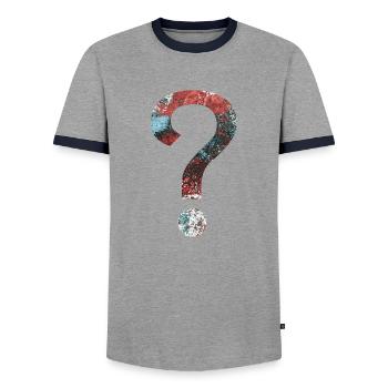 Résumé Question Mark - T-shirt contrasté Homme - gris/marine  - Devant - AI Model Female 172 light (172cm) & AI Model Male 178 light (178cm)