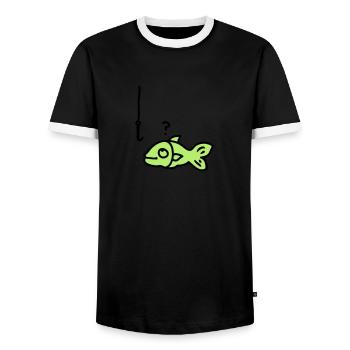 Fish fish hook - Men's Ringer Shirt - black/white - Front - AI Model Female 172 light (172cm) & AI Model Male 178 light (178cm)