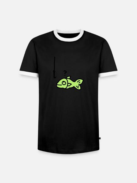 Fish fish hook - Men's Ringer Shirt - black/white