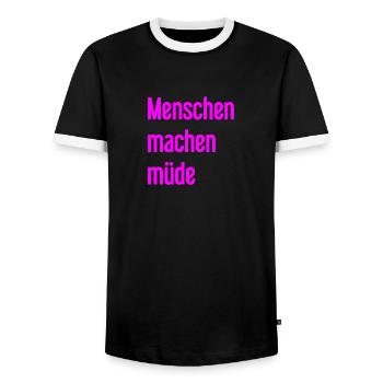 People make you tired - Funny saying - Men's Ringer Shirt - black/white - Front - AI Model Female 172 light (172cm) & AI Model Male 178 light (178cm)