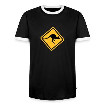 Känguru - Männer Kontrast-T-Shirt - Schwarz/Weiß - Vorne - AI Model Female 172 light (172cm) & AI Model Male 178 light (178cm)