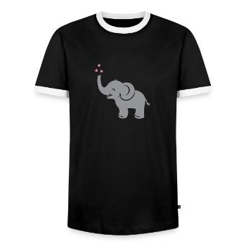Funny baby elephant with hearts - Men's Ringer Shirt - black/white - Front - AI Model Female 172 light (172cm) & AI Model Male 178 light (178cm)