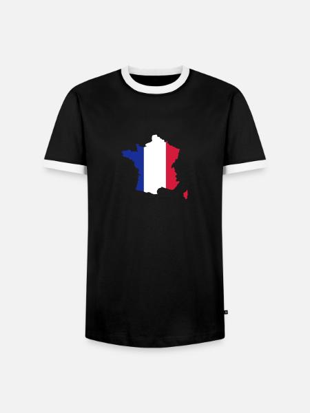 France - Männer Kontrast-T-Shirt - Schwarz/Weiß