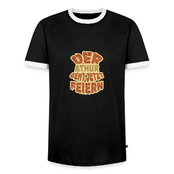 Feiern Athur - Männer Kontrast-T-Shirt - Schwarz/Weiß - Vorne - AI Model Female 172 light (172cm) & AI Model Male 178 light (178cm)