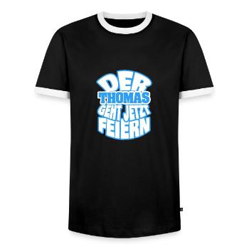 Feiern Thomas - Männer Kontrast-T-Shirt - Schwarz/Weiß - Vorne - AI Model Female 172 light (172cm) & AI Model Male 178 light (178cm)