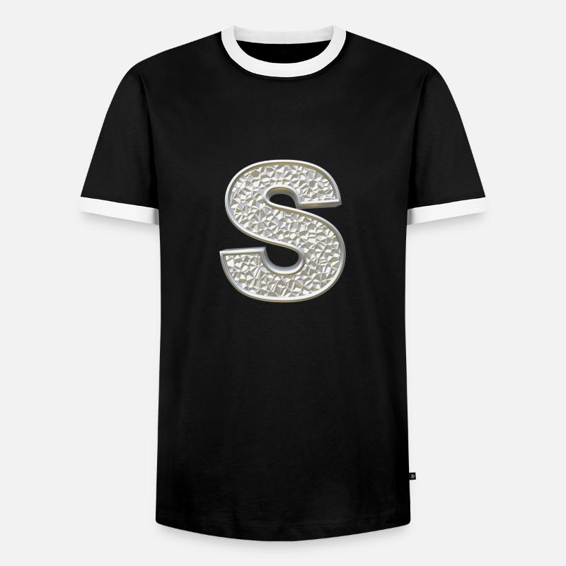 S, letter, initial, monogram, - Männer Kontrast-T-Shirt - Schwarz/Weiß