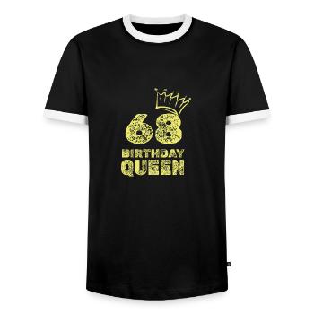 68 - Men's Ringer Shirt - black/white - Front - AI Model Female 172 light (172cm) & AI Model Male 178 light (178cm)