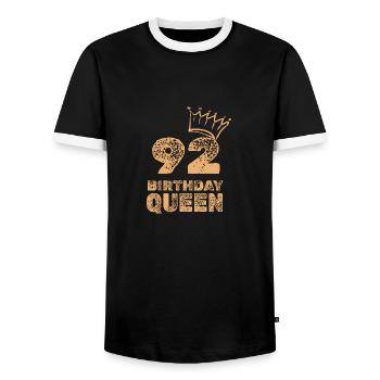 Birthday 92 - Men's Ringer Shirt - black/white - Front - AI Model Female 172 light (172cm) & AI Model Male 178 light (178cm)