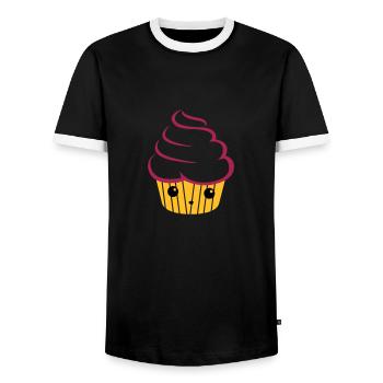 petit gâteau sucré - T-shirt contrasté Homme - noir/blanc - Devant - AI Model Female 172 light (172cm) & AI Model Male 178 light (178cm)