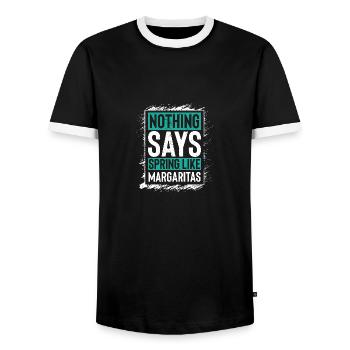 Nichts sagt Frühling wie Margaritas Hemd für - Männer Kontrast-T-Shirt - Schwarz/Weiß - Vorne - AI Model Female 172 light (172cm) & AI Model Male 178 light (178cm)