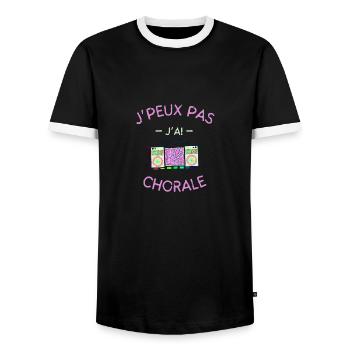 I can't I have Choir - Men's Ringer Shirt - black/white - Front - AI Model Female 172 light (172cm) & AI Model Male 178 light (178cm)