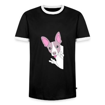 Rat Terrier - Männer Kontrast-T-Shirt - Schwarz/Weiß - Vorne - AI Model Female 172 light (172cm) & AI Model Male 178 light (178cm)