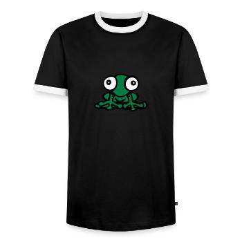 lustiger Frosch der Karikatur nettes kawaii Spaßco - Männer Kontrast-T-Shirt - Schwarz/Weiß - Vorne - AI Model Female 172 light (172cm) & AI Model Male 178 light (178cm)