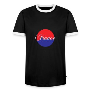 France - T-shirt contrasté Homme - noir/blanc - Devant - AI Model Female 172 light (172cm) & AI Model Male 178 light (178cm)