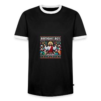 Jésus-Christ Anniversaire Garçon Laid Noël - T-shirt contrasté Homme - noir/blanc - Devant - AI Model Female 172 light (172cm) & AI Model Male 178 light (178cm)