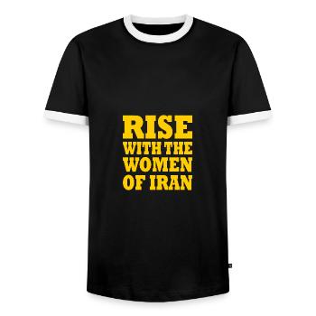 Rise with the women of iran - T-shirt contrasté Homme - noir/blanc - Devant - AI Model Female 172 light (172cm) & AI Model Male 178 light (178cm)
