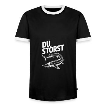 Stör angeln Sportfischen - Du störst - Männer Kontrast-T-Shirt - Schwarz/Weiß - Vorne - AI Model Female 172 light (172cm) & AI Model Male 178 light (178cm)
