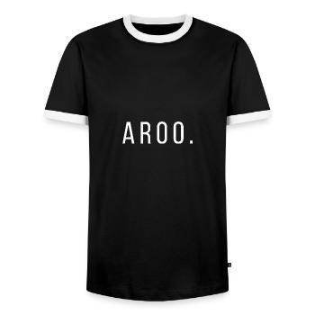 Quotes Aroo LWBTFRQ - Männer Kontrast-T-Shirt - Schwarz/Weiß - Vorne - AI Model Female 172 light (172cm) & AI Model Male 178 light (178cm)