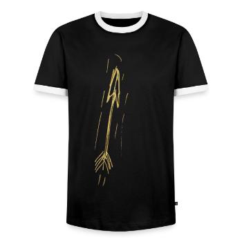 arrow for black - Men's Ringer Shirt - black/white - Front - AI Model Female 172 light (172cm) & AI Model Male 178 light (178cm)