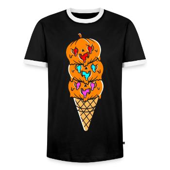 Kürbis Eistüte Halloween - Männer Kontrast-T-Shirt - Schwarz/Weiß - Vorne - AI Model Female 172 light (172cm) & AI Model Male 178 light (178cm)