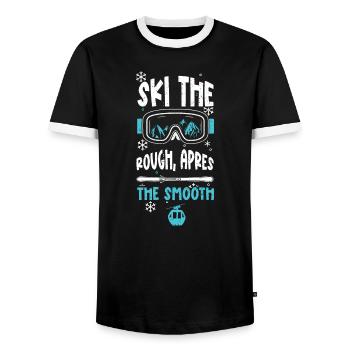 Ski the rough, après the smooth - Men's Ringer Shirt - black/white - Front - AI Model Female 172 light (172cm) & AI Model Male 178 light (178cm)