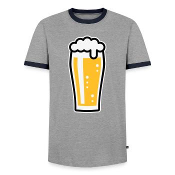 Beer Glass (Beer Drinker / Pale Ale / 3C) - Men's Ringer Shirt - grey/navy  - Front - AI Model Female 172 light (172cm) & AI Model Male 178 light (178cm)