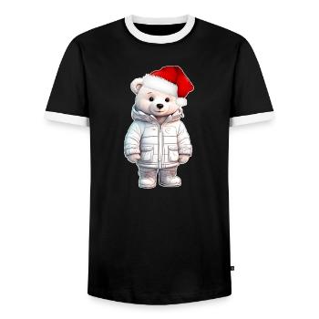 Noël de l’ours - T-shirt contrasté Homme - noir/blanc - Devant - AI Model Female 172 light (172cm) & AI Model Male 178 light (178cm)
