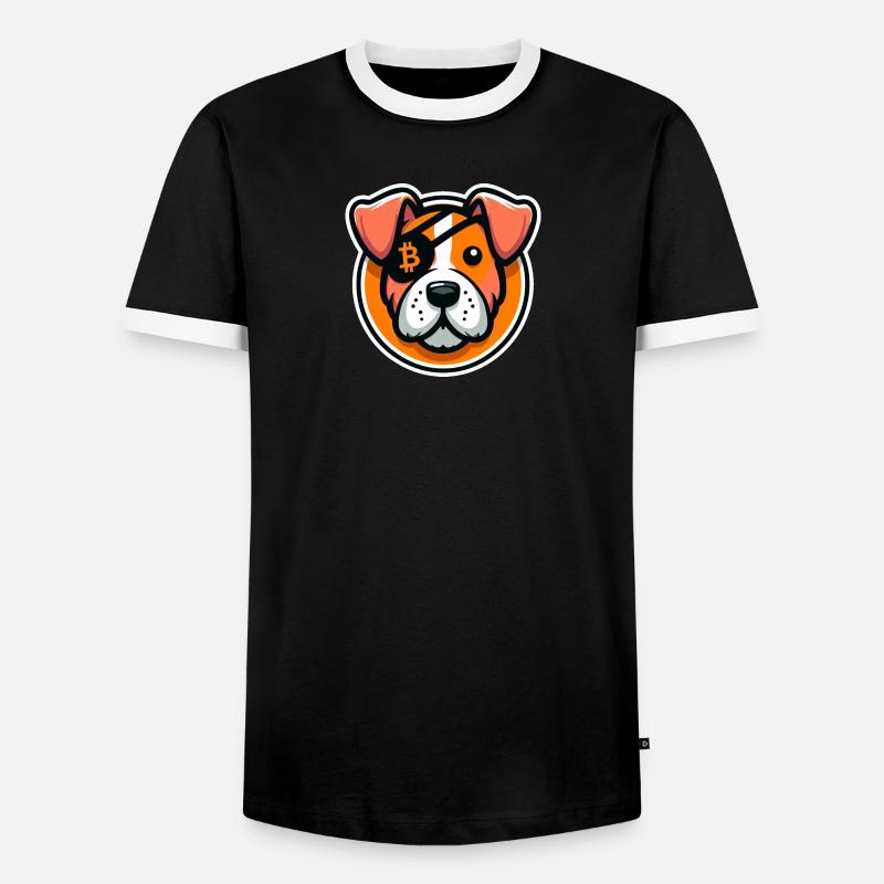 Dog with Bitcoin Eye Patch - Men's Ringer Shirt - black/white