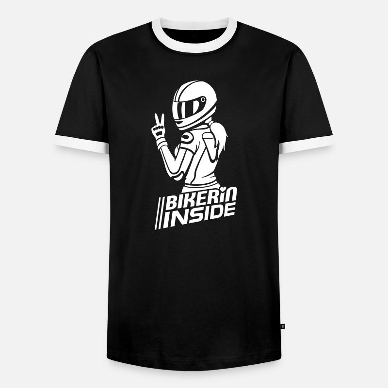 Bikerin inside (Farbe änderbar) - Männer Kontrast-T-Shirt - Schwarz/Weiß