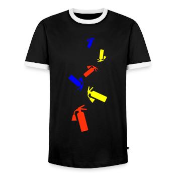 Symbole d’extincteur - T-shirt contrasté Homme - noir/blanc - Devant - AI Model Female 172 light (172cm) & AI Model Male 178 light (178cm)