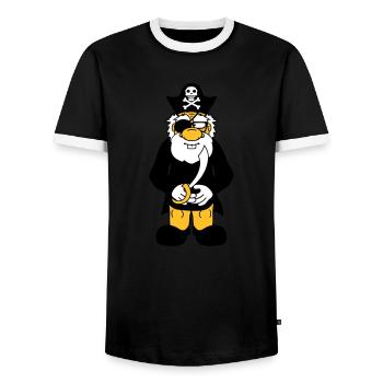 pirat kapitaen matrose seeraeuber saebel meere - Männer Kontrast-T-Shirt - Schwarz/Weiß - Vorne - AI Model Female 172 light (172cm) & AI Model Male 178 light (178cm)