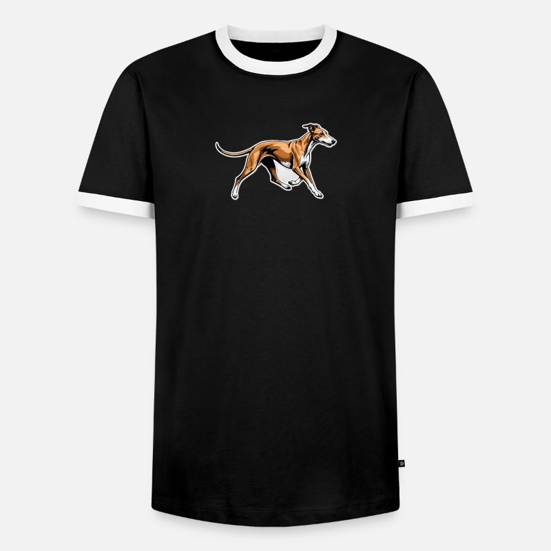 Dynamischer Windhund Lauf-Illustration - Männer Kontrast-T-Shirt - Schwarz/Weiß