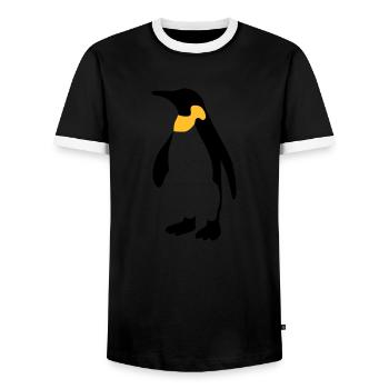 Penguin 2 colors - Men's Ringer Shirt - black/white - Front - AI Model Female 172 light (172cm) & AI Model Male 178 light (178cm)