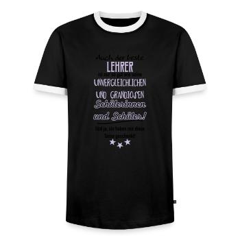 Bester Lehrer Tasse - Männer Kontrast-T-Shirt - Schwarz/Weiß - Vorne - AI Model Female 172 light (172cm) & AI Model Male 178 light (178cm)