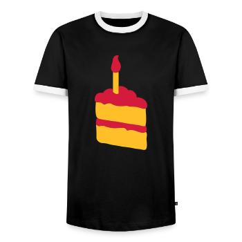 cake - Men's Ringer Shirt - black/white - Front - AI Model Female 172 light (172cm) & AI Model Male 178 light (178cm)