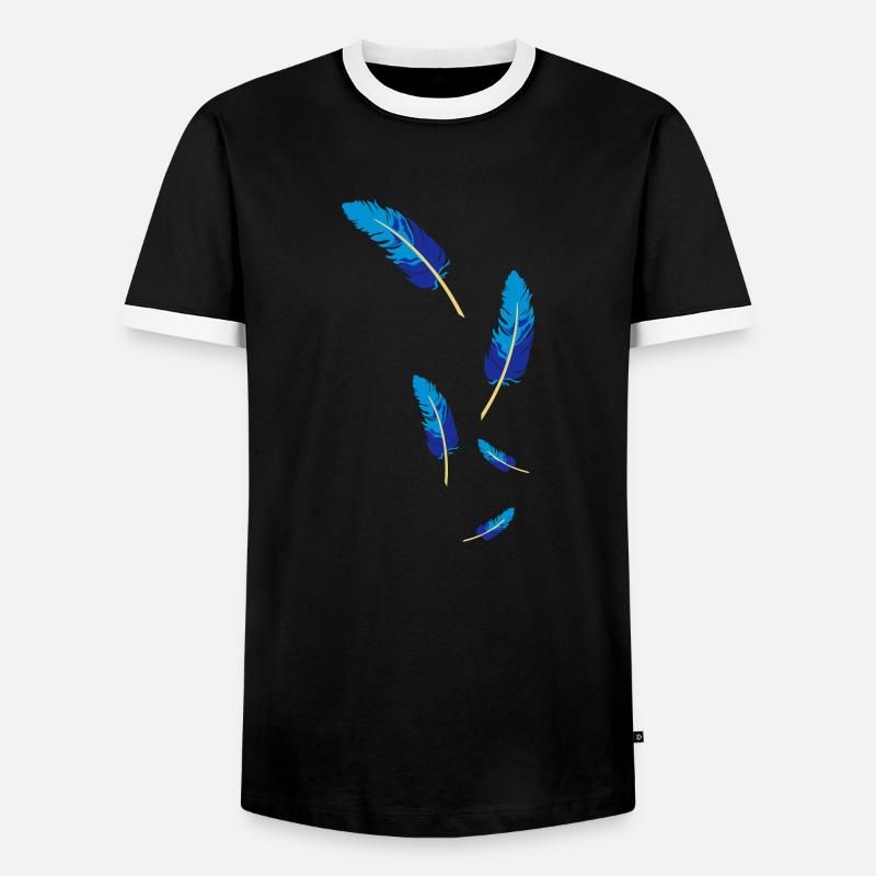 feather light fly airy fluffy - Men's Ringer Shirt - black/white