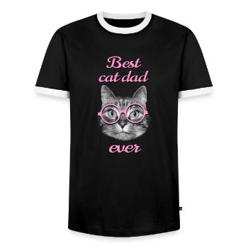 For the best cat dad ever - Men's Ringer Shirt - black/white - Front - AI Model Female 172 light (172cm) & AI Model Male 178 light (178cm)