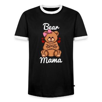 Boucle d'ours Bear Mama Finger Heart - T-shirt contrasté Homme - noir/blanc - Devant - AI Model Female 172 light (172cm) & AI Model Male 178 light (178cm)