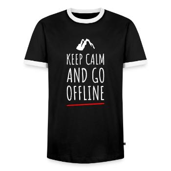 Keep Calm And Go Offline. Wandern Design - Männer Kontrast-T-Shirt - Schwarz/Weiß - Vorne - AI Model Female 172 light (172cm) & AI Model Male 178 light (178cm)
