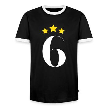 6ème anniversaire étoilé - T-shirt contrasté Homme - noir/blanc - Devant - AI Model Female 172 light (172cm) & AI Model Male 178 light (178cm)