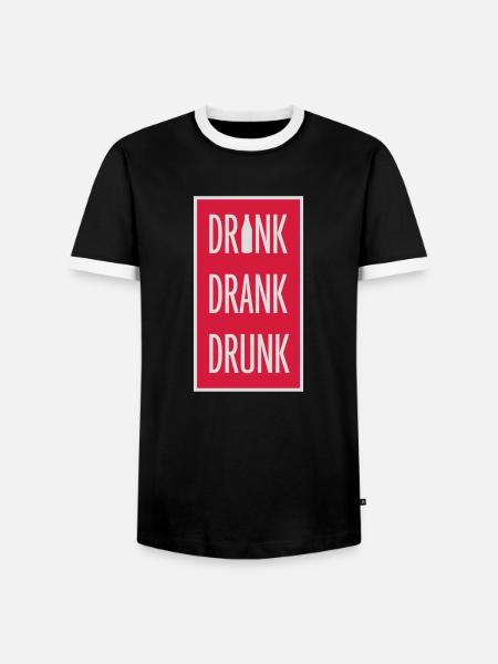 drink drank drunk quote - Men's Ringer Shirt - black/white