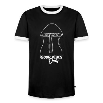 PILZ. NUR GUTE STIMMUNG - Männer Kontrast-T-Shirt - Schwarz/Weiß - Vorne - AI Model Female 172 light (172cm) & AI Model Male 178 light (178cm)