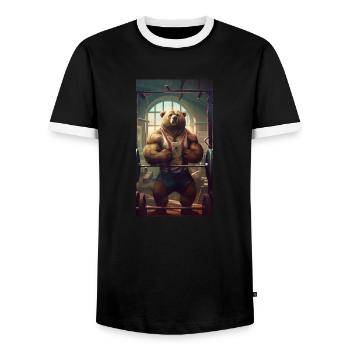 Training - Männer Kontrast-T-Shirt - Schwarz/Weiß - Vorne - AI Model Female 172 light (172cm) & AI Model Male 178 light (178cm)