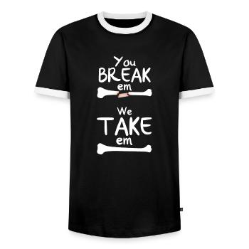 You Break Em We Take Em - Männer Kontrast-T-Shirt - Schwarz/Weiß - Vorne - AI Model Female 172 light (172cm) & AI Model Male 178 light (178cm)
