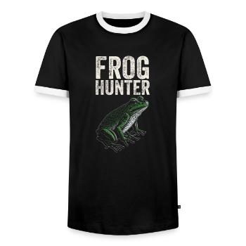 Herpetologist Amphibian Toad Lover Cool Frog Hunte - Men's Ringer Shirt - black/white - Front - AI Model Female 172 light (172cm) & AI Model Male 178 light (178cm)