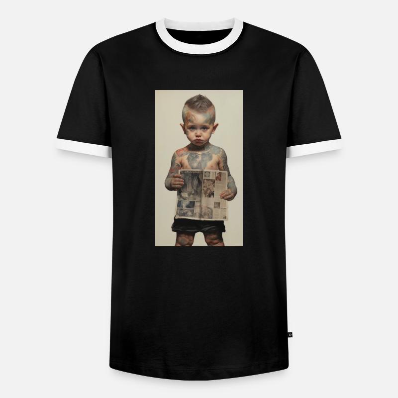 Junge - Männer Kontrast-T-Shirt - Schwarz/Weiß