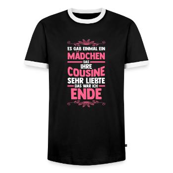Cousinen Cousine - Männer Kontrast-T-Shirt - Schwarz/Weiß - Vorne - AI Model Female 172 light (172cm) & AI Model Male 178 light (178cm)
