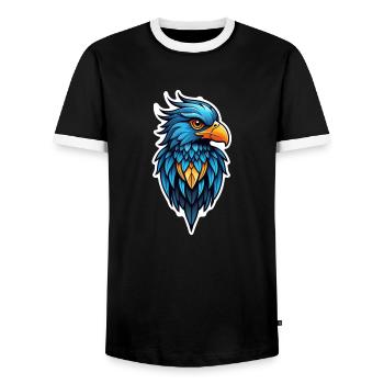 Eagle - United States - USA - Men's Ringer Shirt - black/white - Front - AI Model Female 172 light (172cm) & AI Model Male 178 light (178cm)