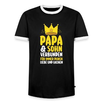 Papa Fête des pères Papa - T-shirt contrasté Homme - noir/blanc - Devant - AI Model Female 172 light (172cm) & AI Model Male 178 light (178cm)
